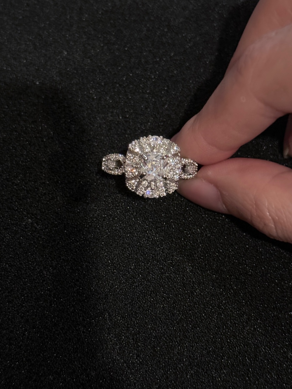 Vacation Halo Engagement Ring - White Gold Tone